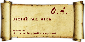 Oszlányi Alba névjegykártya